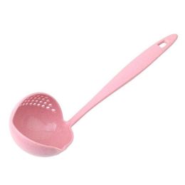 Kitchen Utensils Spoon Spoon 2 In 1 Long Handle Plastic Big Spoon (Color: pink)