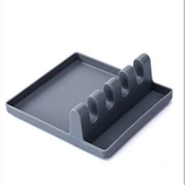 Silicone Soup Spoon Pad Spoon Spoon Holder Spatula Storage Rack Drain Pad Finishing Kitchen Tools (Color: Gray)