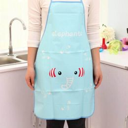 Cartoon Animal Waterproof Apron Kitchen Restaurant Cooking Bib Aprons Sleeveless Anti-oil Aprons (Color: Blue)