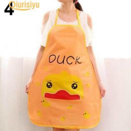 Women Cartoon Kitchen Cooking Bib Charm Apron (Color: orange)