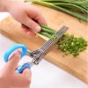 Multi-functional Stainless Steel Kitchen 5 Layers Shredded Scallion Cut Herb Spices Scissors