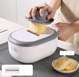 Multi Purpose Vegetables Cutter Slicer Grater Colander Mandoline (Color: White)