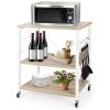 Kitchen Helper Oven Storage Cart 3-Tier Kitchen Baker's Rack With Hooks