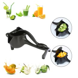 RAINBEAN Manual Citrus Juicer, Hand Press Lemon Squeezer, Heavy Duty Juice Metal Aluminum Alloy Squeezer for Lime Orange Apple Fruit (Black) (Color: Black)