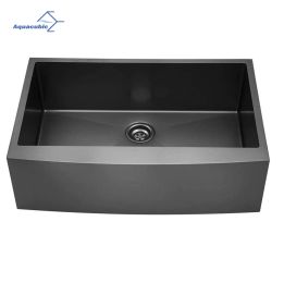 Farmhouse Sink Gunmetal Black Kitchen Sink Stainless Steel 10 inch deep, Apron Kitchen Sink, 16 Guage Handmade Sink with Drain (size: 30 inch)