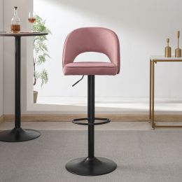 Modern Bar Stool, 25.98" Counter Height Suede Bar Stool, Counter Height Stool for Home Kitchen and Bar, Comfort Bar Stool Dining Chair (colour: pink)