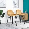 China Supplier High Quality Modern Design Kitchen Metal Frame Velvet Cover Bar Stool High Chair With black legs(set of 2)