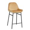 China Supplier High Quality Modern Design Kitchen Metal Frame Velvet Cover Bar Stool High Chair With black legs(set of 2)