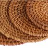 1 PC Round Natural Rattan Coasters Handmade Insulation Placemats Kitchen Decoration Accessories