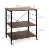 Kitchen Helper Oven Storage Cart 3-Tier Kitchen Baker's Rack With Hooks