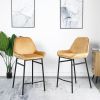 China Supplier High Quality Modern Design Kitchen Metal Frame Velvet Cover Bar Stool High Chair With black legs(set of 2)