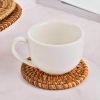 1 PC Round Natural Rattan Coasters Handmade Insulation Placemats Kitchen Decoration Accessories