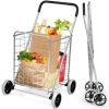 Jumbo Basket Folding Shopping Cart With Swiveling Wheels And Dual Storage Baskets