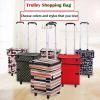 Foldable Shopping Cart with Wheels Oxford Fabric Trolley Bag Collapsible Reusable Tote Bags Grocery Cart for Travel Home Kitchen Supermarket