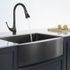 Farmhouse Sink Gunmetal Black Kitchen Sink Stainless Steel 10 inch deep, Apron Kitchen Sink, 16 Guage Handmade Sink with Drain