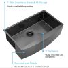 Farmhouse Sink Gunmetal Black Kitchen Sink Stainless Steel 10 inch deep, Apron Kitchen Sink, 16 Guage Handmade Sink with Drain