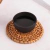 1 PC Round Natural Rattan Coasters Handmade Insulation Placemats Kitchen Decoration Accessories